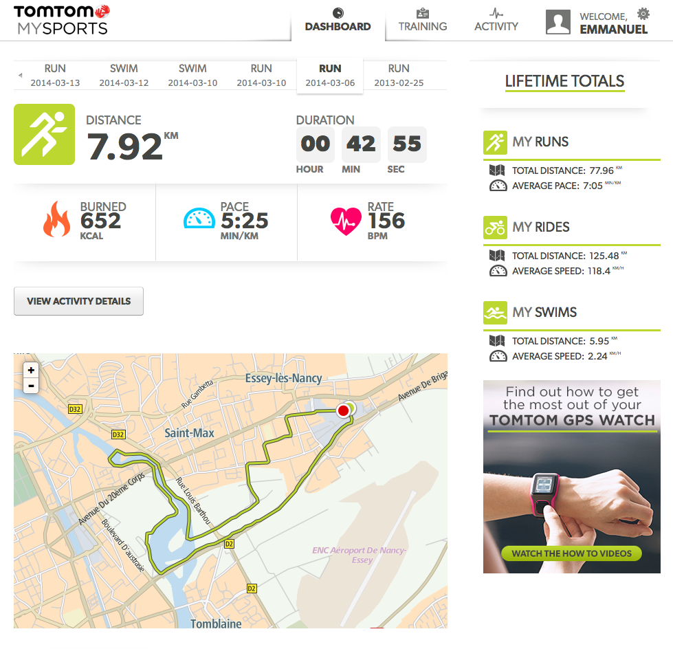 tomtom mysports connect ram