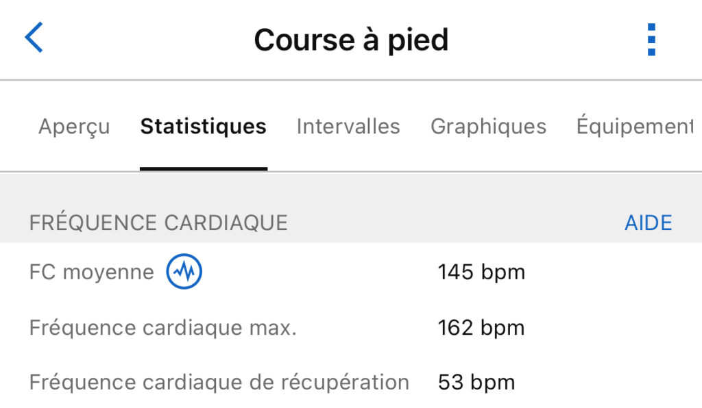 Fréquence cardiaque de récupération Garmin