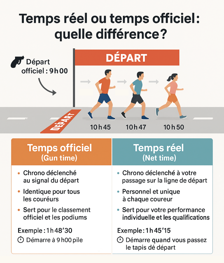 Différence entre temps réel et temps officiel